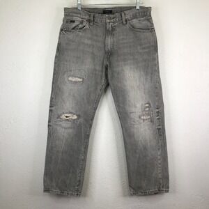 Polo Ralph Lauren Jeans Mens 34x30 (actual 29) Grey Classic Fit Distressed Denim